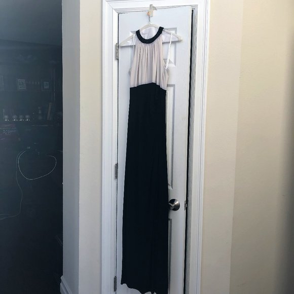 Lauren Ralph Lauren Black White Floor Length Formal Evening Gown Size 4 - Picture 1 of 8